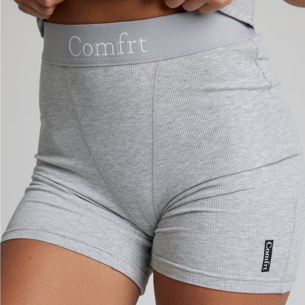 Comfrt Ribbed Boyshort Panty - Light Gray